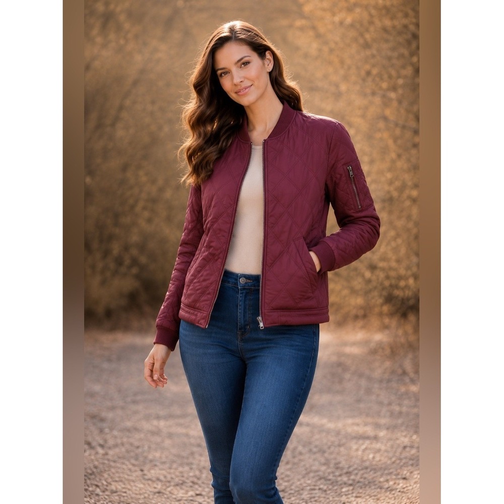 Jolt Quilted Bomber Jacket Maroon NWT Size S Lightweight Puffer Coat